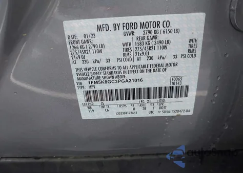 2023 Ford Explorer St z USA, uszkodzony, nr VIN 1FM5K8GC3PGA21016